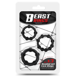 Beast Rings Lot de 3 mini cockrings souples Beaded Set Noirs